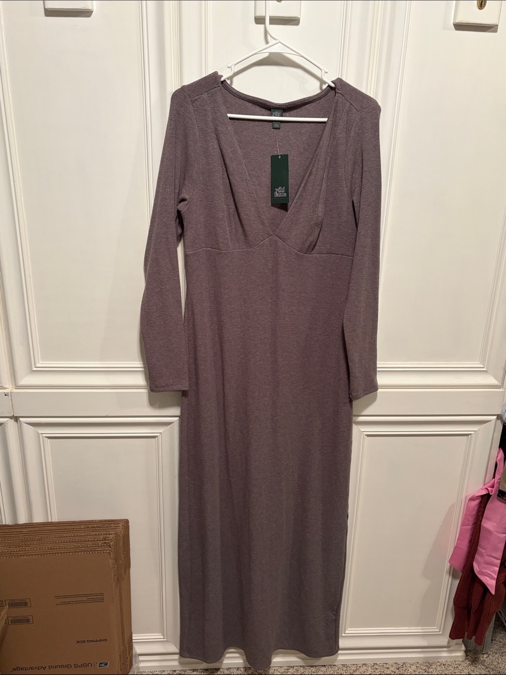 wild fable Long Sleeve V-Neck Maxi Dress - Mauve